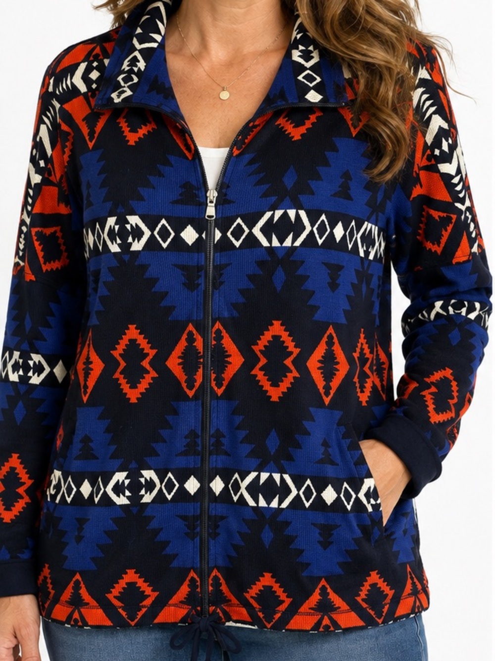 Lauren Ralph Lauren Active Petite Southwestern Aztec Full-Zip Jacket Size PL